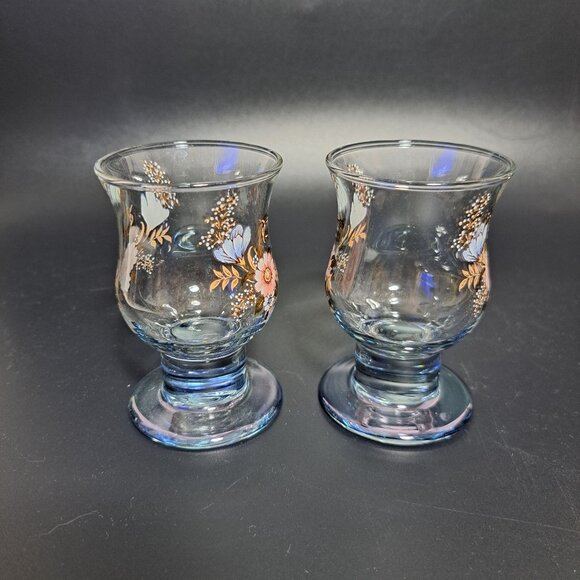 Vintage Floral Glass Candle Holders Pair - Picture 6 of 9